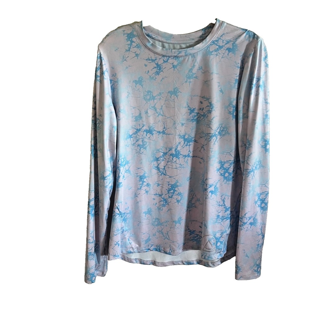 Enlighten Tie Dye Long Sleeve Pink Blue athleisure Thumbholes Sz‎ M Boho Stretch